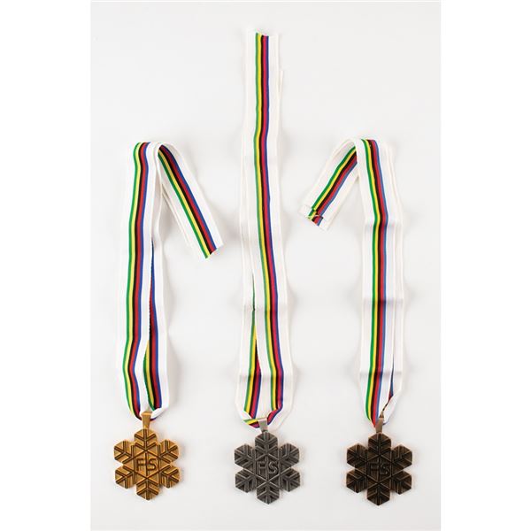 Aleksei Grishin's FIS Freestyle World Ski Championships Gold, Silver, and Bronze Winner's Medals