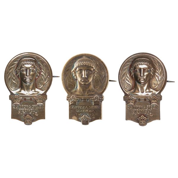 Stockholm 1912 Olympics (3) Competitor's Pins