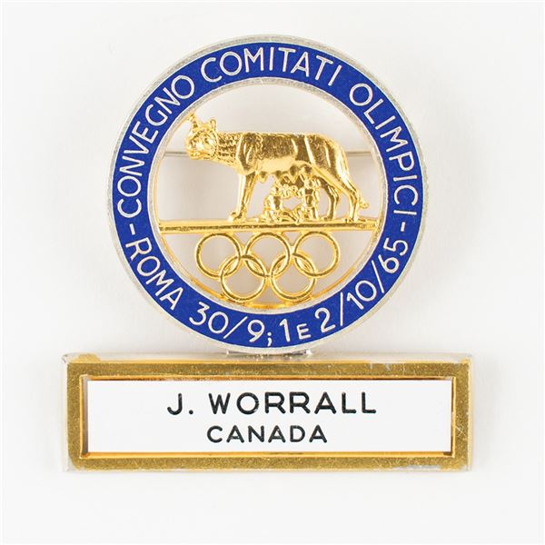Rome 1965 National Olympic Committees (ANOC) First General Assembly Badge for James Worrall