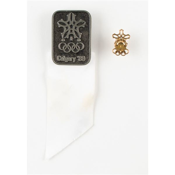 Calgary 1988 Winter Olympics IOC Pin and Badge Presented to Member James Worrall