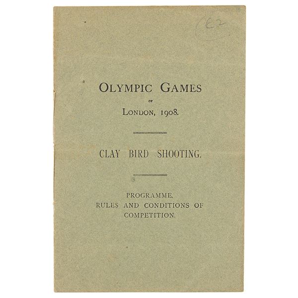 London 1908 Olympics Program for Clay Pigeon Shooting