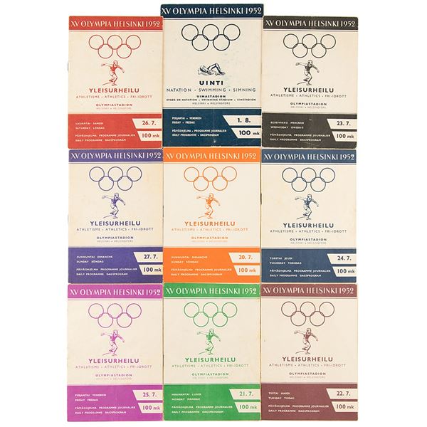 Helsinki 1952 Summer Olympics Daily Programs Lot of (9)