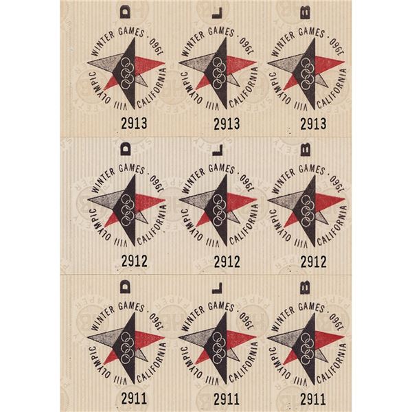 Squaw Valley 1960 Winter Olympics (3) Meal Tickets