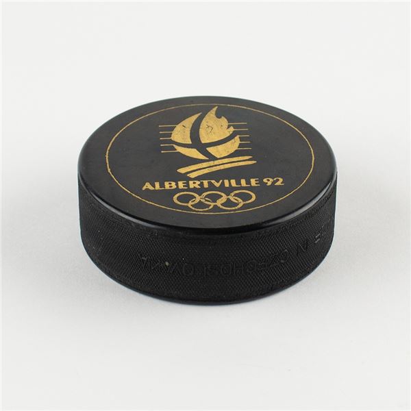 Albertville 1992 Winter Olympics Official Hockey Game Puck