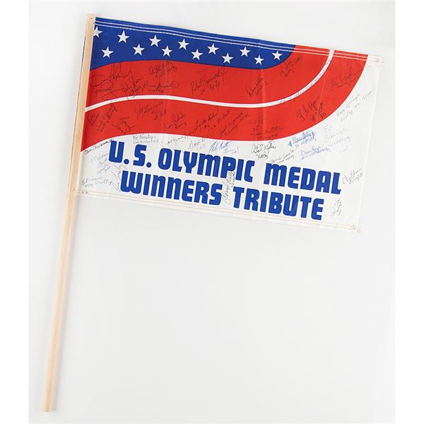 Diane Moyer's Los Angeles 1984 Summer Olympics Medalist Multi-Signed Flag