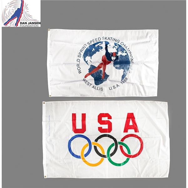 Dan Jansen's Team USA Olympic and World Championship (2) Flags