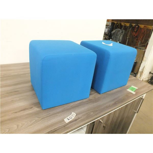 2 Blue Ottomans