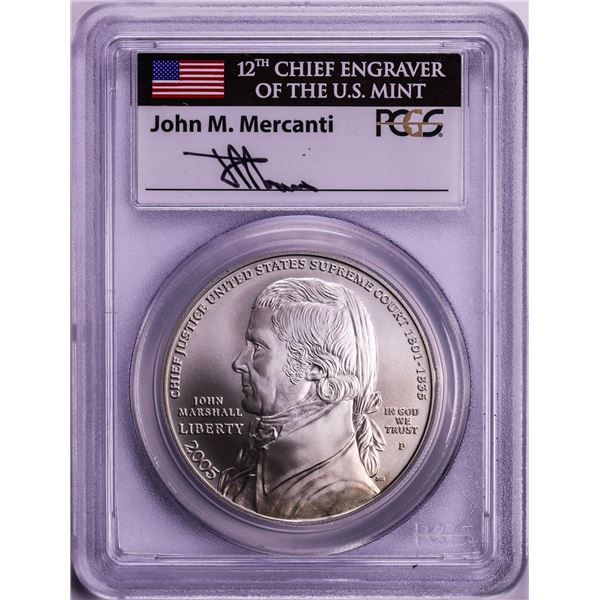 2005-P $1 Marshall Commemorative Silver Dollar Coin PCGS MS70 Mercanti Signature