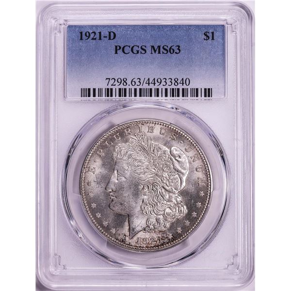 1921-D $1 Morgan Silver Dollar Coin PCGS MS63