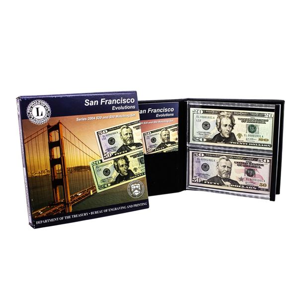 Evolutions Series 2004 $20 & $50 Federal Reserve Note San Francisco Matching Serial's