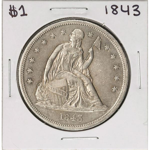 1843 $1 Seated Liberty Silver Dollar Coin