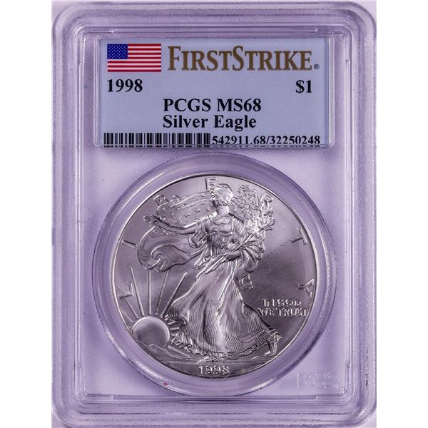 1998 $1 American Silver Eagle Coin PCGS MS68 First Strike