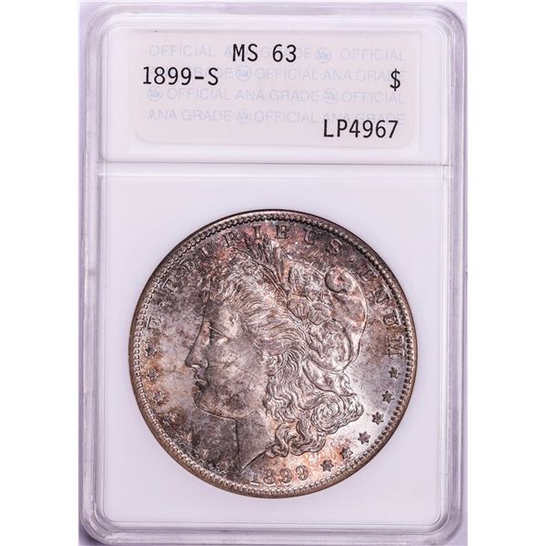 1899-S $1 Morgan Silver Dollar Coin ANACS MS63 ANA Soapbox Holder