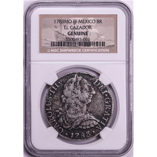 El Cazador Shipwreck 1783MO FF Mexico 8 Reales Silver Coin NGC Genuine