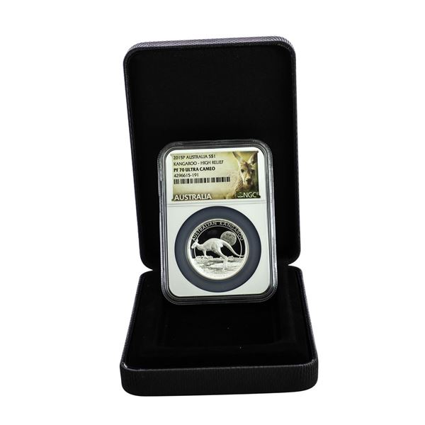 2015P Australia $1 Proof Kangaroo High Relief 1oz Silver Coin NGC PF70 Ultra Cameo