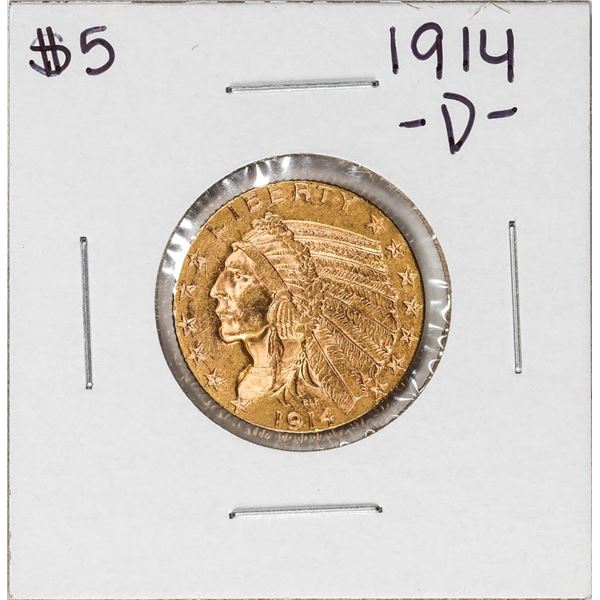 1914-D $5 Indian Head Half Eagle Gold Coin