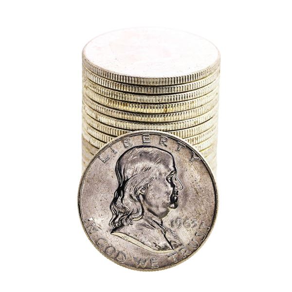 Roll of (20) Brilliant Uncirculated 1963-D Franklin Half Dollar Coins
