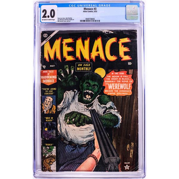 Atlas Comics Menace #3 Comic Book 5/53 CGC 2.0