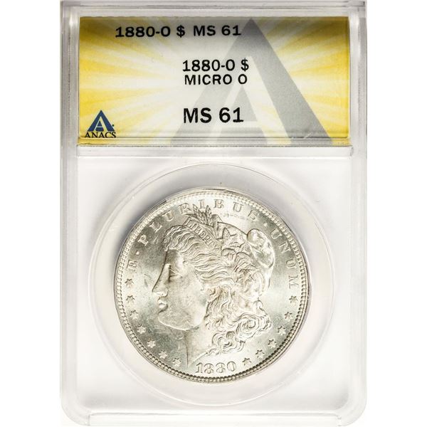 1880-O Micro O $1 Morgan Silver Dollar Coin ANACS MS61