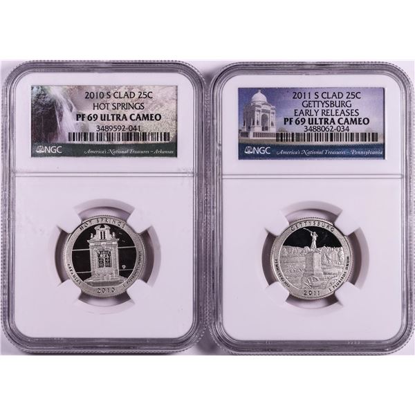Lot of 2010-S & 2011-S Proof ATB National Park Quarter Coins NGC PF69 Ultra Cameo