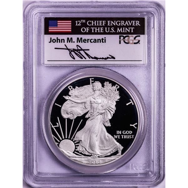 2012-S $1 Proof American Silver Eagle Coin PCGS PR70DCAM First Strike Mercanti Signed