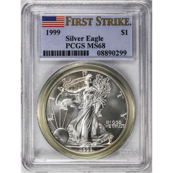 1999 $1 American Silver Eagle Coin PCGS MS68 First Strike