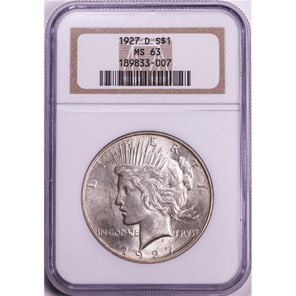 1927-D $1 Peace Silver Dollar Coin NGC MS63