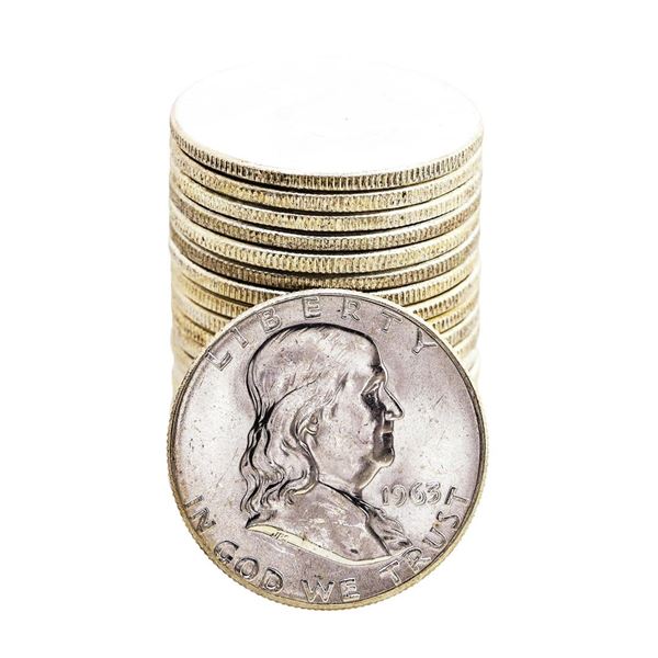 Roll of (20) Brilliant Uncirculated 1963 Franklin Half Dollar Coins