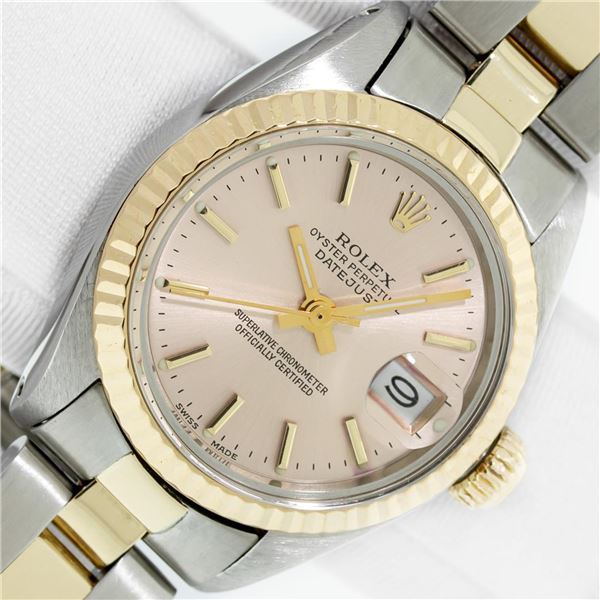 Rolex Ladies Two Tone Datejust Watch With Box and Papers