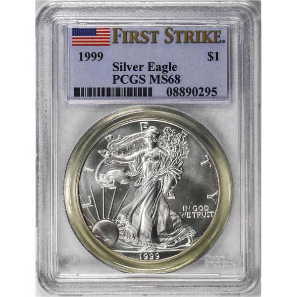 1999 $1 American Silver Eagle Coin PCGS MS68 First Strike