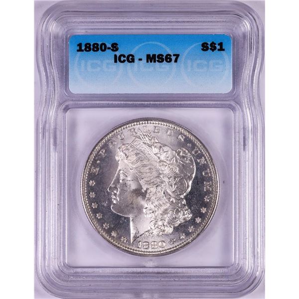 1880-S $1 Morgan Silver Dollar Coin ICG MS67