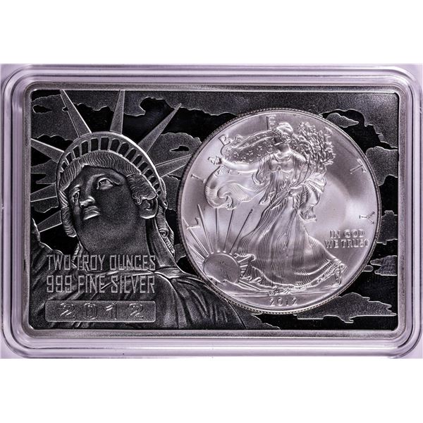 2012 $1 American Silver Eagle Coin & 2oz Silver Bar Set