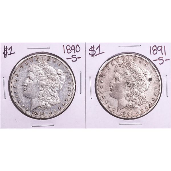 Lot of 1890-S & 1891-S $1 Morgan Silver Dollar Coins