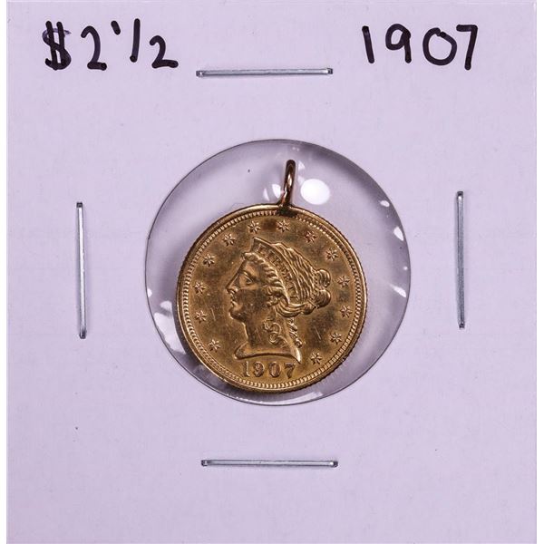 1907 $2 1/2 Liberty Head Quarter Eagle Gold Coin in Bezel