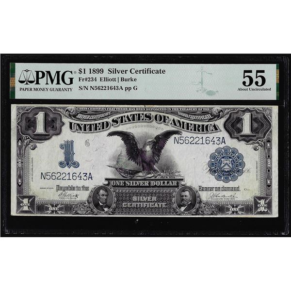 1899 $1 Black Eagle Silver Certificate Note Fr.234 PMG About Uncirculated 55