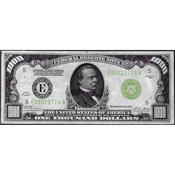 1928 $1,000 Federal Reserve Note Richmond Light Green Seal