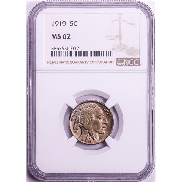 1919 Buffalo Nickel Coin NGC MS62