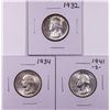 Image 1 : Lot of 1932, 1934 & 1941-S Washington Quarter Coins