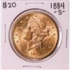 Image 1 : 1884-S $20 Liberty Head Double Eagle Gold Coin