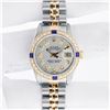 Image 2 : Rolex Ladies Two Tone Silver Diamond and Sapphire Datejust Wristwatch with Rolex Box