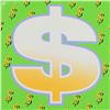 Image 2 : Steve Kaufman "Dollar Sign (Green Bold)" Original Serigraph On Canvas