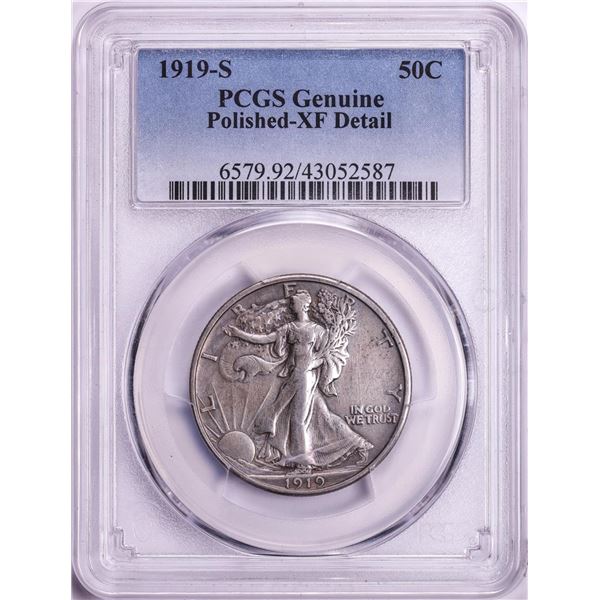 1919-S Walking Liberty Half Dollar Coin PCGS XF Details