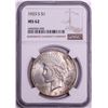 Image 1 : 1923-S $1 Peace Silver Dollar Coin NGC MS62