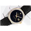 Image 2 : Rolex Men's Two Tone Diamond Black Onyx Datejust Wristwatch with Leather Band