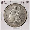 Image 1 : 1849 $1 Seated Liberty Silver Dollar Coin