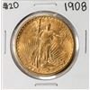 Image 1 : 1908 No Motto $20 St. Gaudens Double Eagle Gold Coin