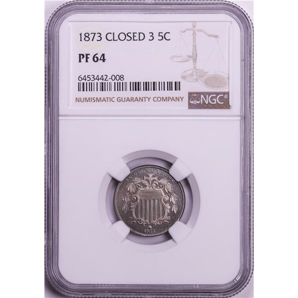 1873 Proof Shield Nickel Coin NGC PF64