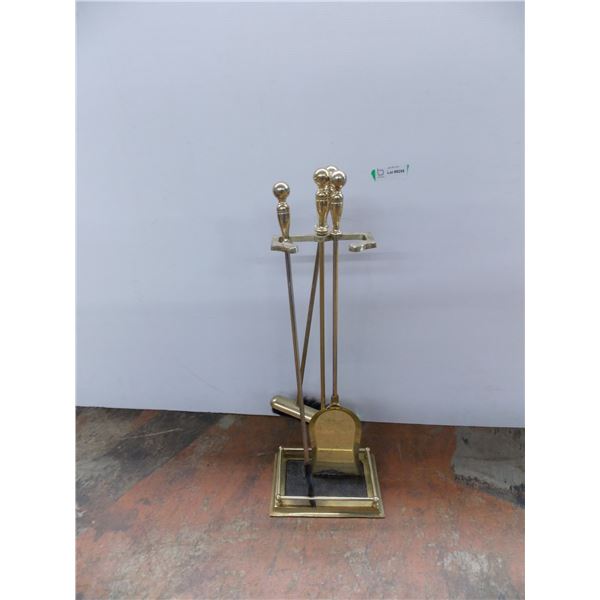 *Brass Fireplace Tools and Holder