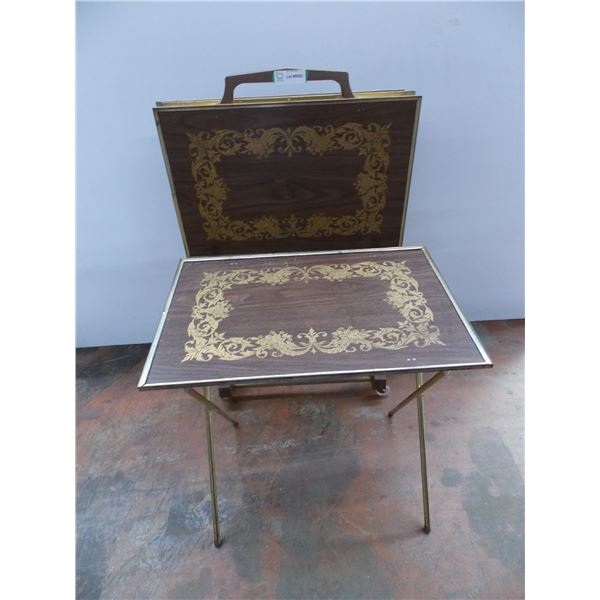 *TV Tray Set-(4) Tables with Holder on Casters