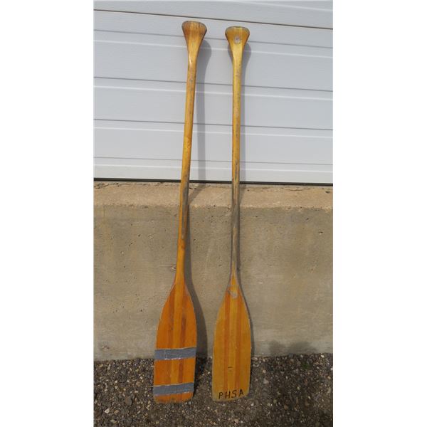 *(2) Wooden canoe paddles - 5' long